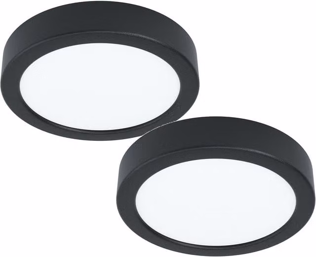 Loops 2 Pack Black Round Surface Mounted LED Wall and Ceiling Light, 10.5W, 3000K Warm White – 1