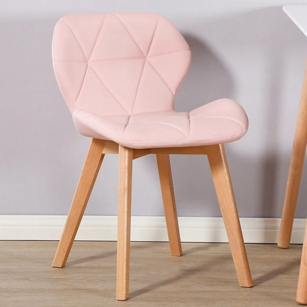 VOGREX 2 Diamond Dining Chairs in Pink with Beech Wood Legs – 2