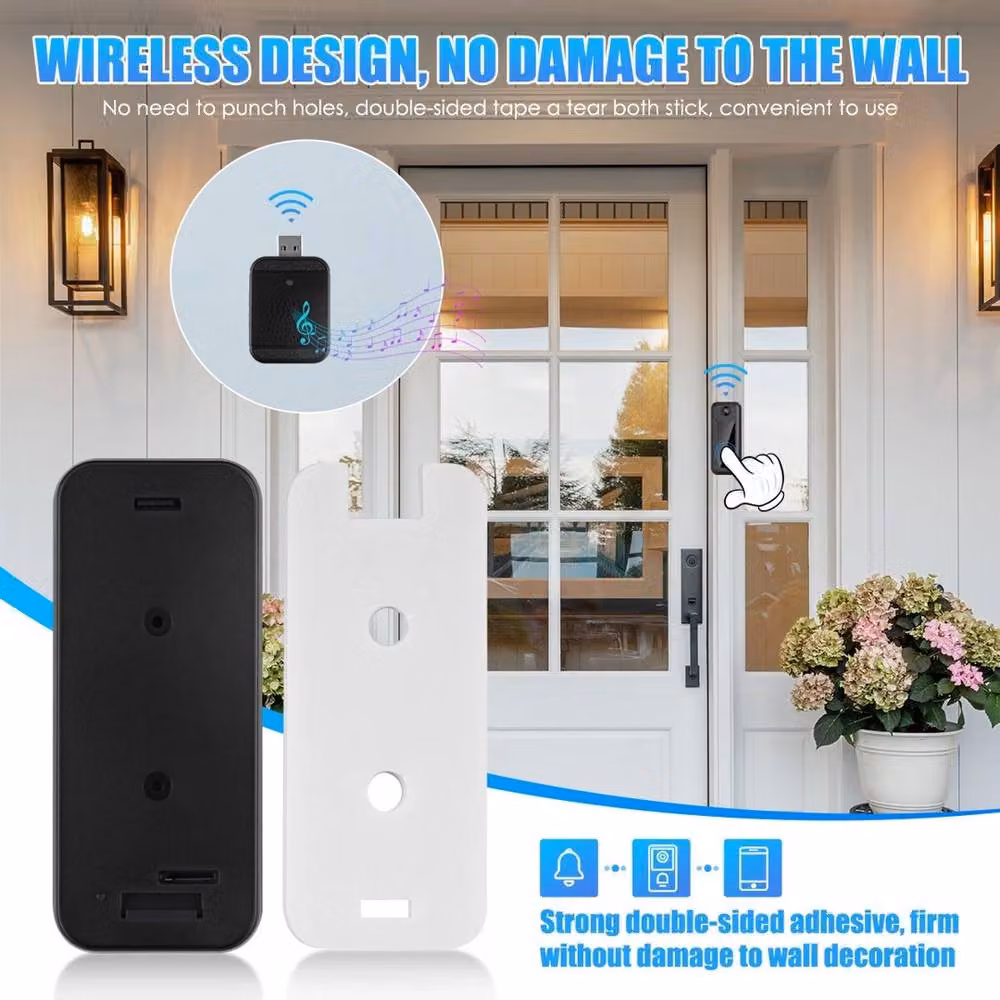 VOGREX Wireless WiFi Security Camera Doorbell in Black – 3