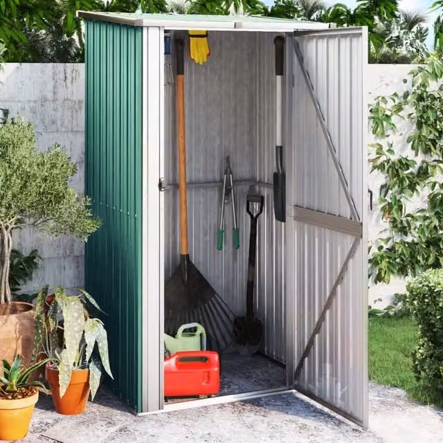 Berkfield Home Green Galvanised Steel Garden Shed W/D/H: 118.5 x 97 x 209.5 cm – 1