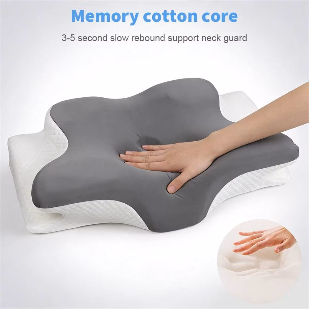 Nordara Style A Ergonomic Memory Foam Cervical Pillow for Neck Pain Support in Grey, Cot Size – 5