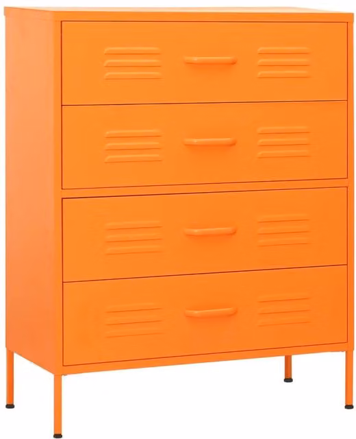 Berkfield Home Industrial Metal Chest of Drawers in Orange, W: 80 cm, D: 35 cm, H: 101.5 cm