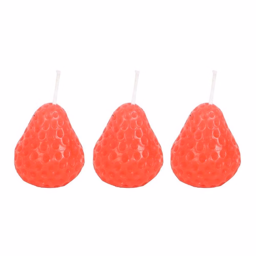 Uniqueful Set of 3 Red Strawberry Shaped Tabletop Candles – 2