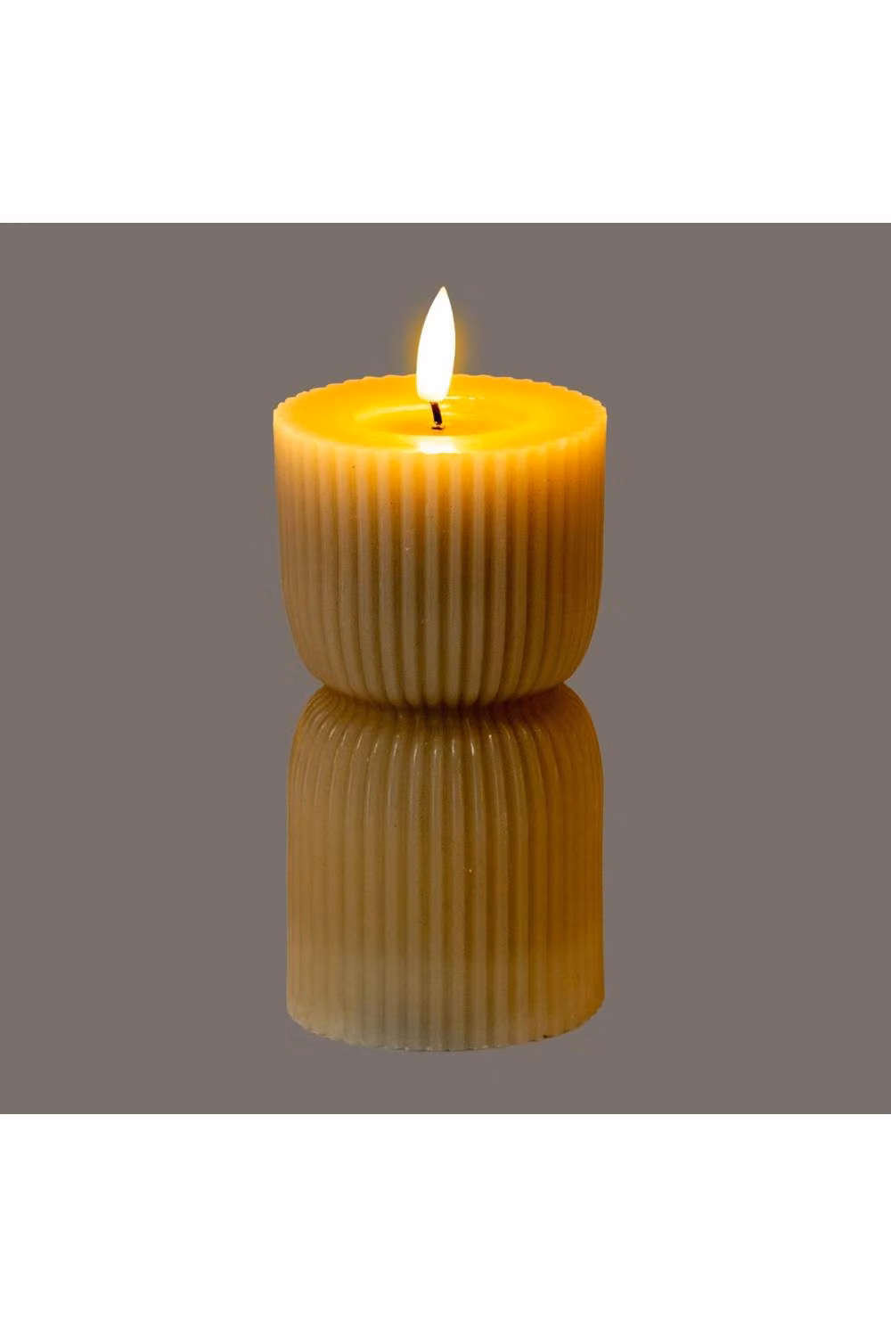 KDMD Luxe Collection Natural Glow Stone Carved LED Pillar Candle in Light Brown, W/D/H: 15.24 x 15.24 x 6.985 cm – 2
