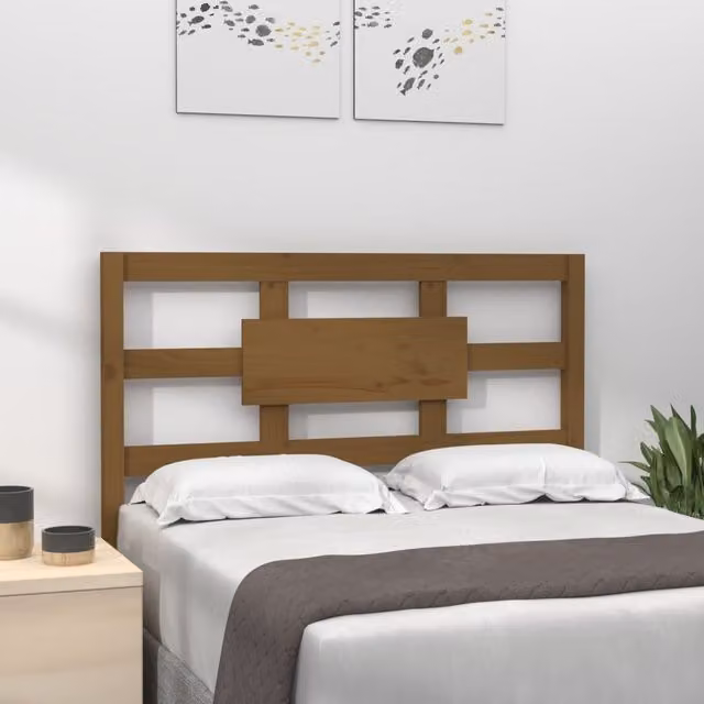 Berkfield Home Rustic Solid Pine Bed Headboard in Honey Brown, W/D/H: 80.5 x 4 x 100 cm