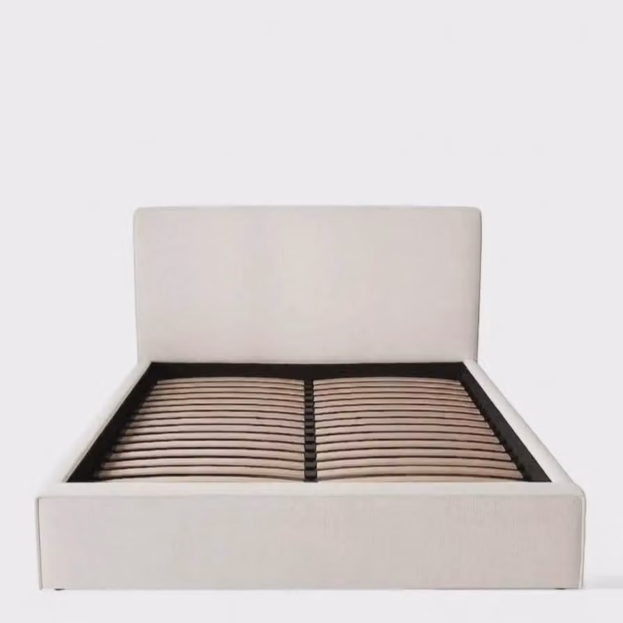 Very Home Langley Upholstered Fabric Double Bed Frame in Sand Beige, 140 x 200 cm