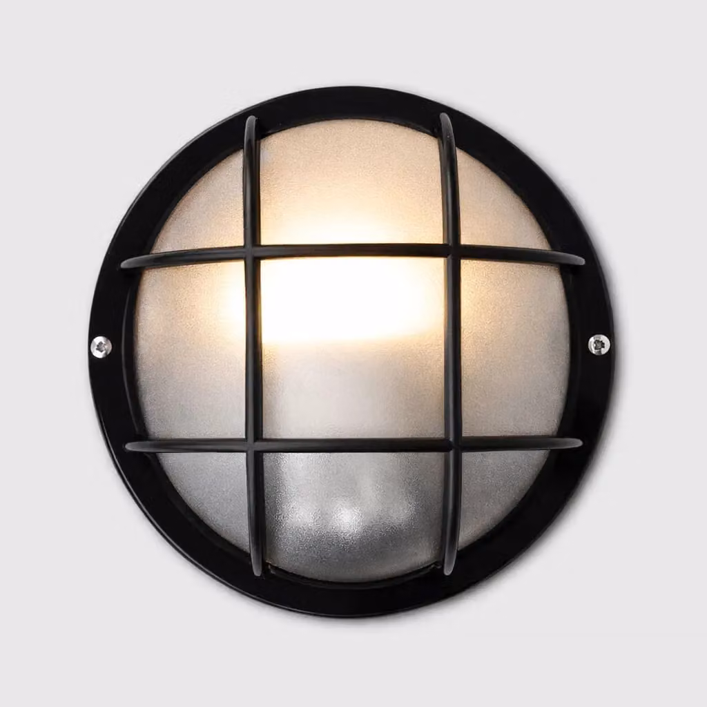 ValueLights Pendle Black Modern Round Outdoor Wall Bulkhead Light – 5