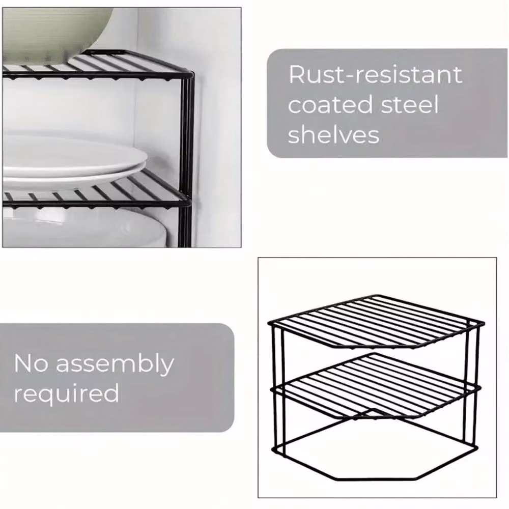 PAWNORA 3-Tier Multifunction Corner Plate Rack and Kitchen Cupboard Organiser, Black – 4