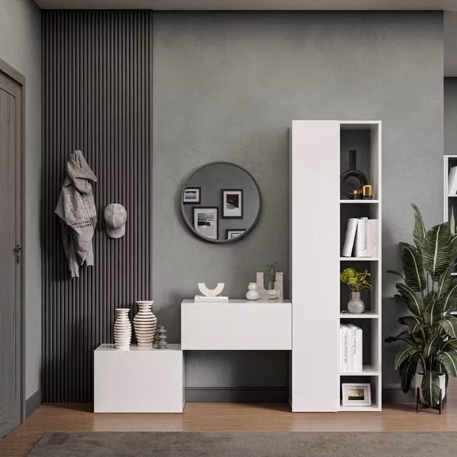 Decorotika Siena Wall Mounted Entertainment Center in High Gloss White