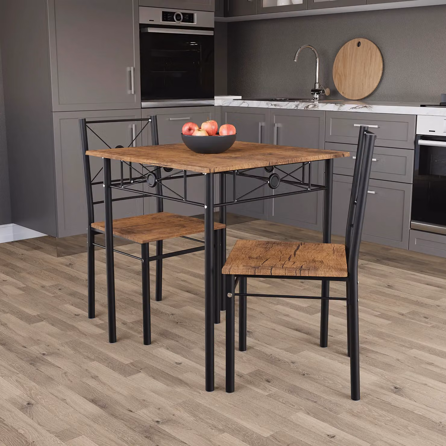 Vida Designs Roslyn Brown Drop Leaf Dining Table and 2 Chairs Set – 5