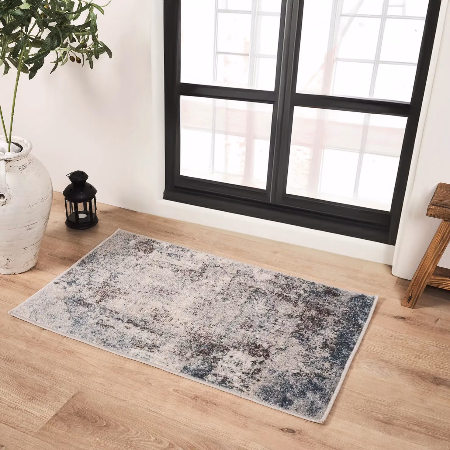 Livabliss Ankara Abstract Blue and Beige Modern Marble Rug, W: 80 cm, L: 220 cm – 6