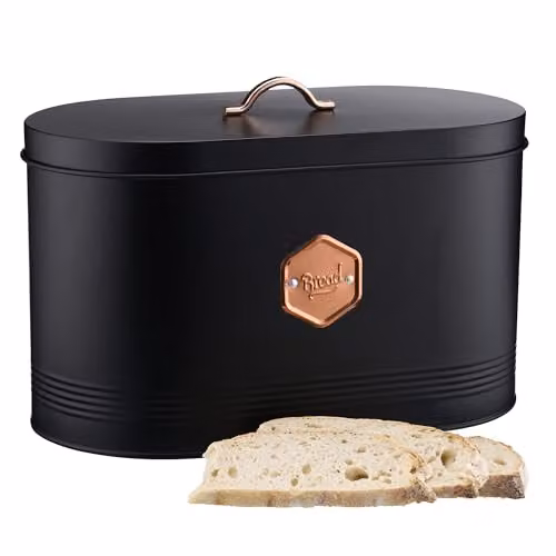 Cooks Professional Metal Bread Bin with Copper Nameplate, Black and Copper, W: 35.0 cm, D: 19.0 cm, H: 23.0 cm – 4