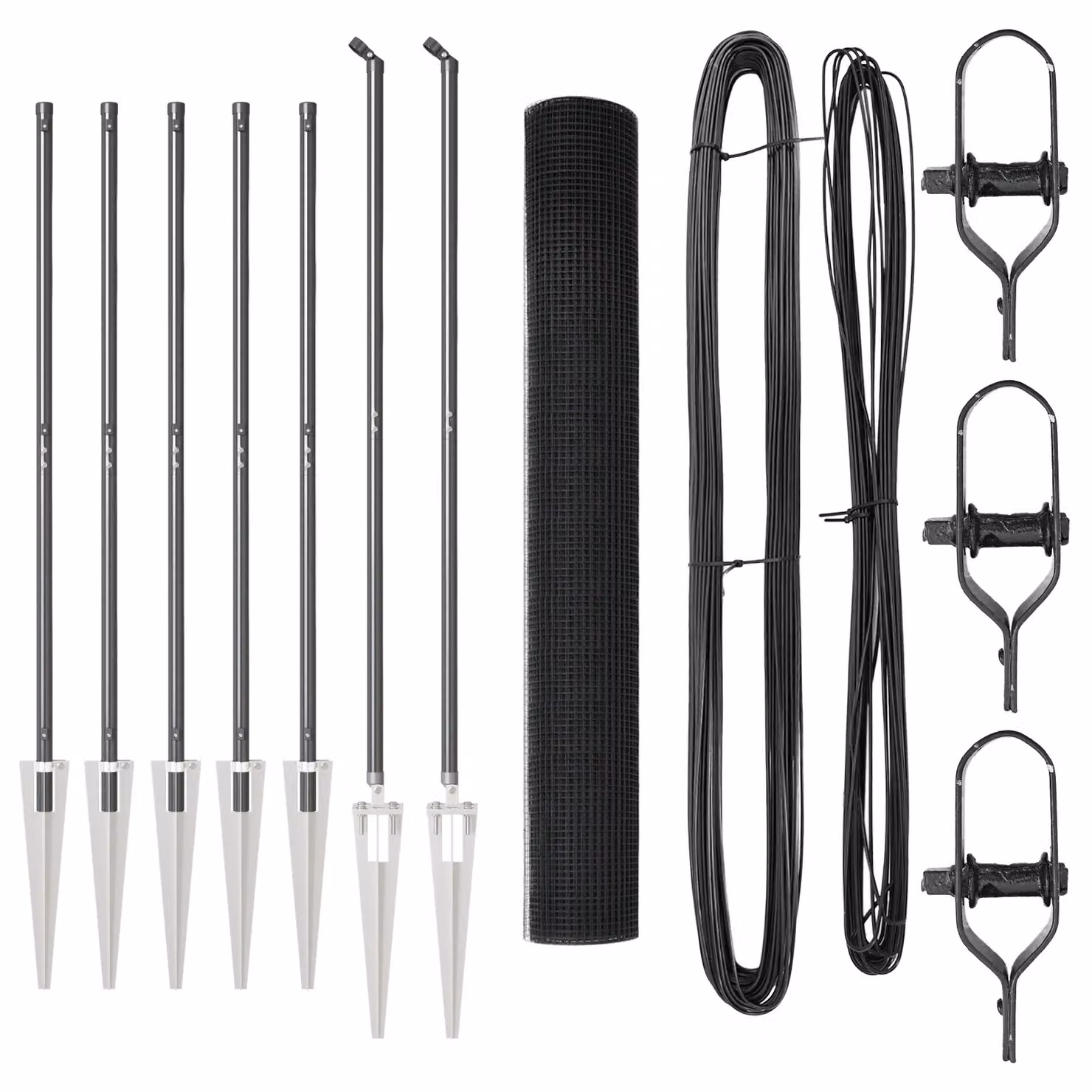 Berkfield Home Grey Steel Welded Wire Fence with 7 Spike Posts, W: 10 m, H: 1.4 m – 2