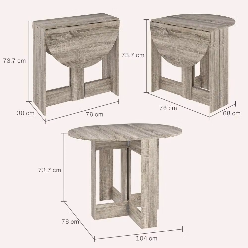 VOGREX Grey Modern Folding Drop Leaf Dining Table for Kitchen and Dining Rooms – 2