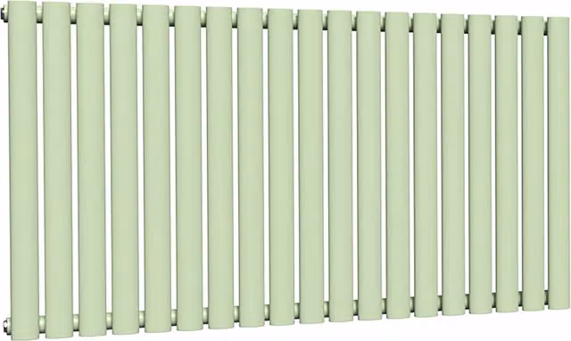 Lux Heat Oval Horizontal Coloured Steel Wall Mounted Radiator in Green, W: 114 cm, H: 60 cm