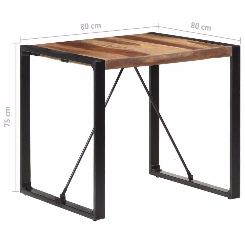 Berkfield Home Square Dining Table in Brown Solid Wood and Metal, W/D/H: 80 x 80 x 75 cm – 4