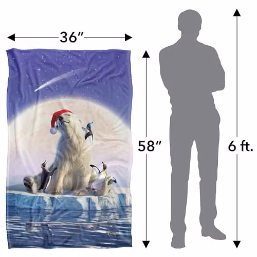 JQ Licensing JLo Christmas Polar Bear and Penguins Super Soft Silky Touch Fleece Throw Blanket, Multicolour, W: 91 cm, D: 147 cm – 4