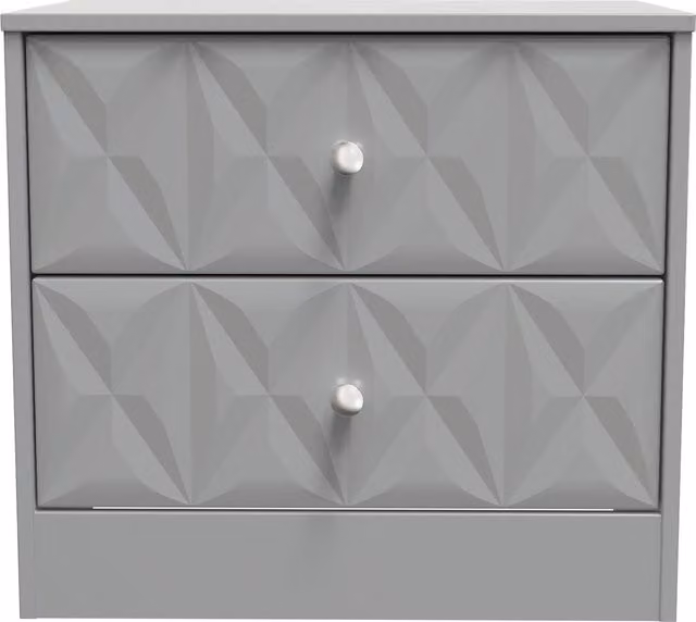 Ready Assembled 2 U Memphis 2 Drawer Side Table in Grey