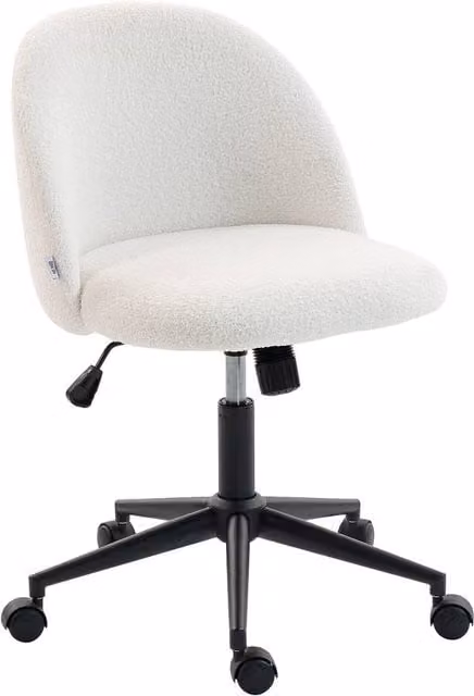 Rolipo Teddy Fleece Swivel Office Task Chair in Cream
