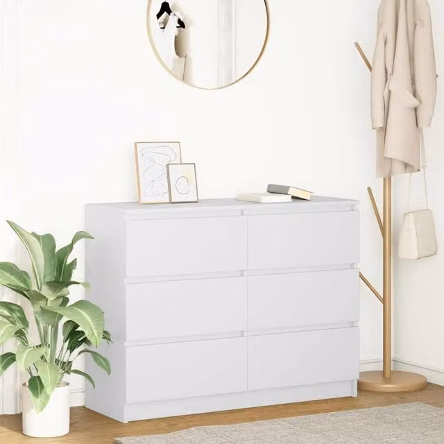 Berkfield Home White Minimalist Sideboard in Matt MDF, W/D/H: 100 x 35 x 76 cm