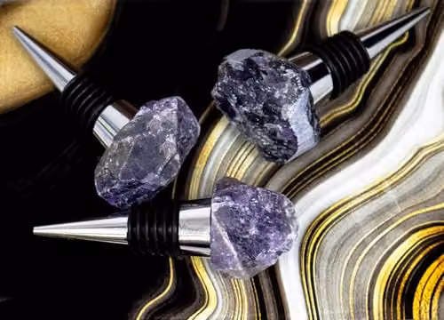 Maison Des Cadeaux Purple Amethyst Crystal and Metal Bottle Stopper – 3