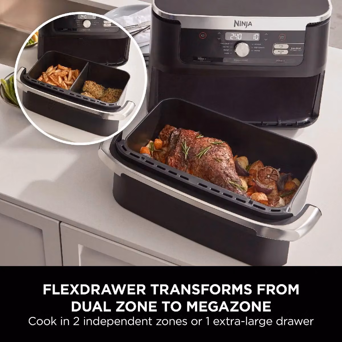 Ninja Foodi FlexDrawer Dual Zone Air Fryer 10.4L AF500UK, Black – 3