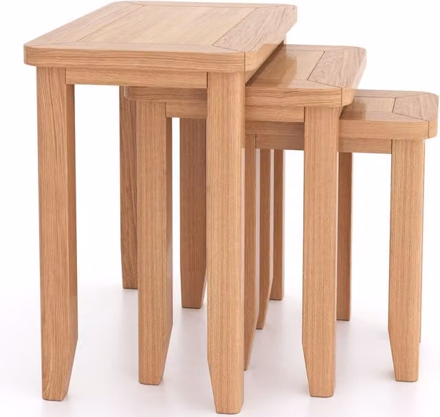 Rest Relax Windham Nest of 3 Tables in Light Oak Brown