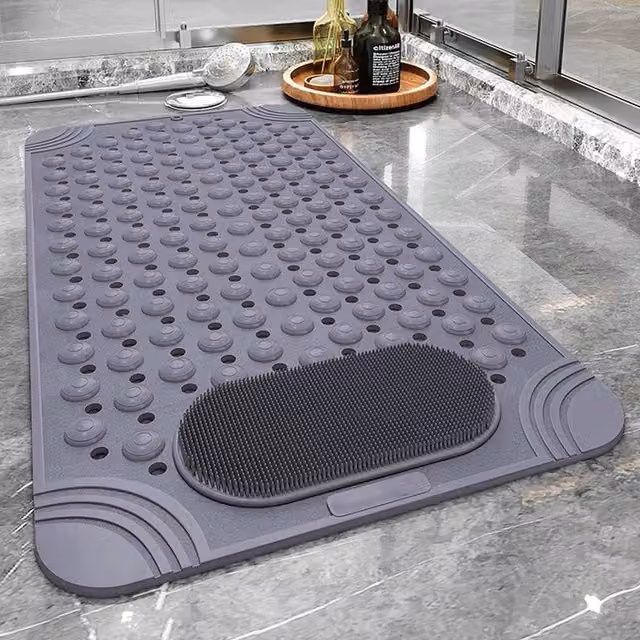 FLAVORA Non Slip Extra Large Rectangular Bath Mat, Grey, W: 50 cm, L: 80 cm – 1
