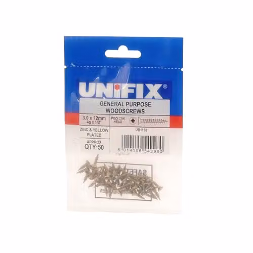 Unifix General Purpose Chippy Wood Screws with Pozidriv Countersunk Head, Galvanised, 3.5 x 30 mm (Box of 125)