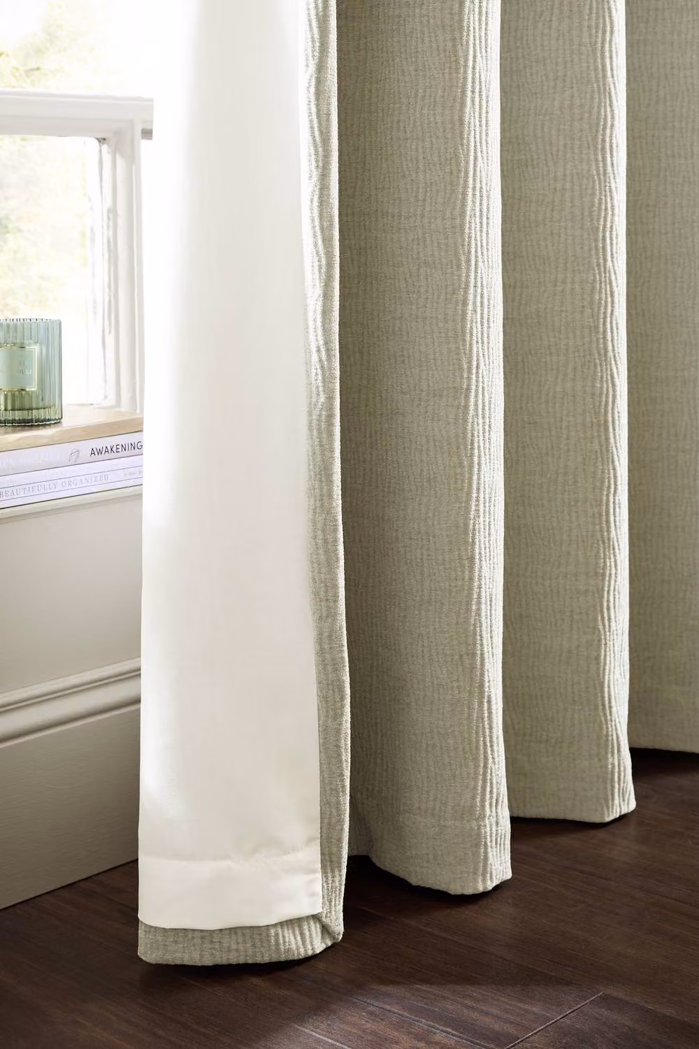 Catherine Lansfield Crinkle Chenille Lined Eyelet Curtains in Natural Beige, W: 168 cm, H: 229 cm – 2
