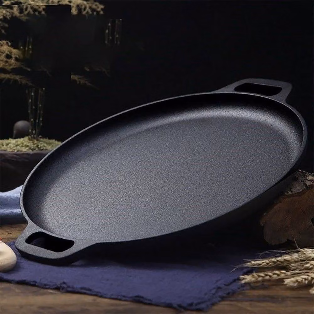 Kelvenix Cast Iron Griddle Grill Pan, Black, Diameter: 33 cm – 3