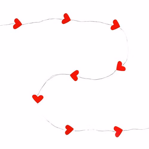 Lights4fun Red Heart Battery Operated Fairy String Lights with 20 Warm White Micro LEDs and Timer, Silver Wire, 1.9m – 2