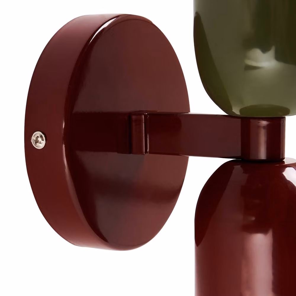 Wyld and Coco Set of 2 Mid-Century Metal Up and Down Wall Lamps in Red and Green – 6
