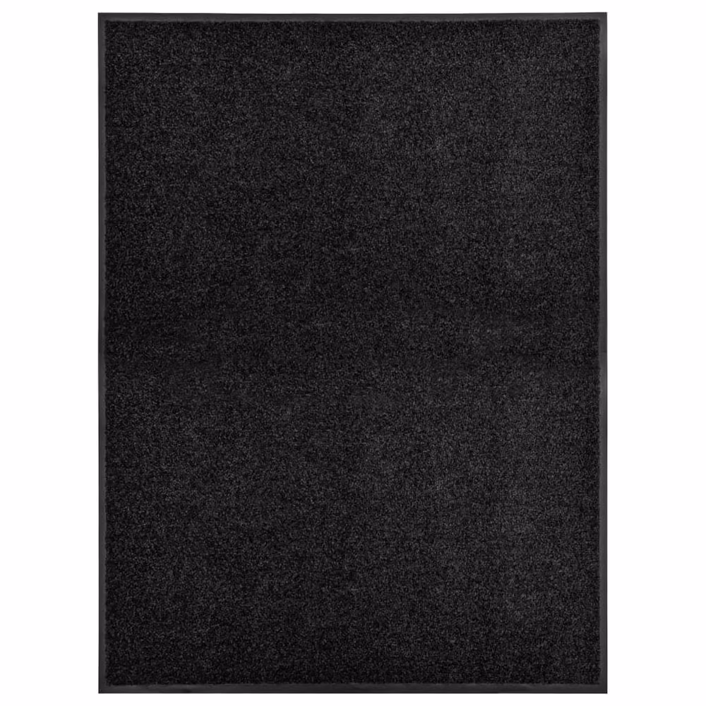 Berkfield Home Washable Non-Slip Black Doormat W/D: 90 x 120 cm – 2