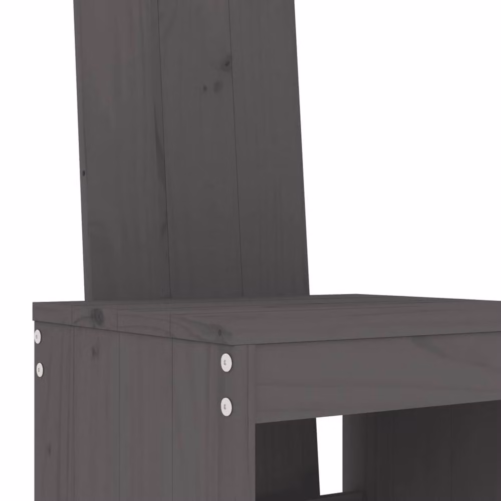 Berkfield Set of 2 Grey Rustic Solid Pine Wood Bar Stools W/D/H: 40 x 42 x 120 cm – 4