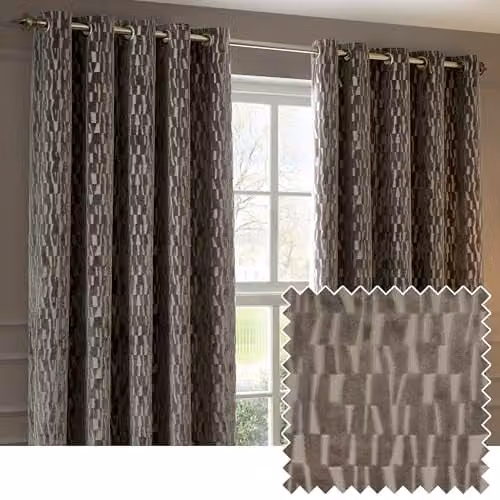 Paoletti Manhattan Blackout Velvet Eyelet Curtains, Grey/Brown, W: 168 cm, H: 137 cm – 1