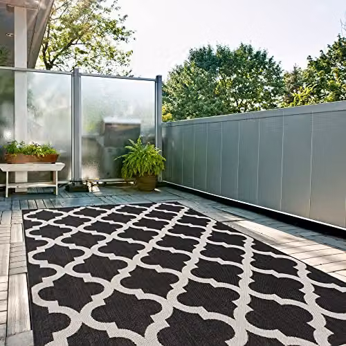 THE RUGS Black Moroccan Modern Outdoor and Indoor Area Rug, W: 80 cm, L: 150 cm – 4