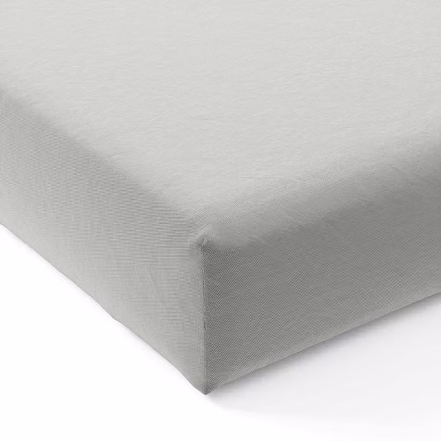 Bedeck of Belfast 200 Thread Count Grey Cotton Percale Single Fitted Sheet, W: 90 cm, L: 200 cm