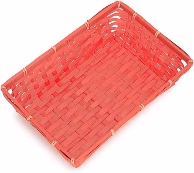 Red Hamper Rectangular Bamboo Painted Serving Tray