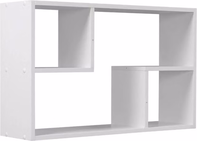 ERGOVEXA White Rectangular Floating Wall Mounted Shelf Unit with Back Panel – 1