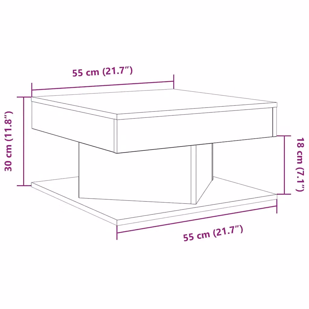 Berkfield Home Rustic Brown Square Coffee Table with Lift Mechanism, W/D/H: 55 x 55 x 30 cm – 5
