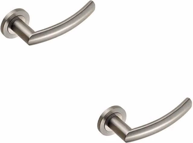 Loops 2x Pair Curved Round Bar Handles with Concealed Rose in Brushed Silver Stainless Steel