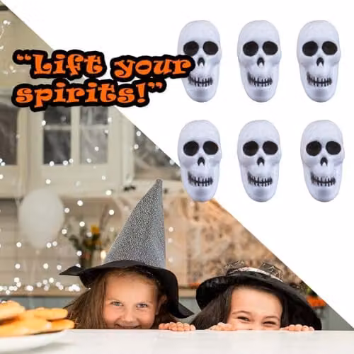 VFM e-Store White Skull and Pumpkin Set of Six Plastic Halloween Party Decorations – 8