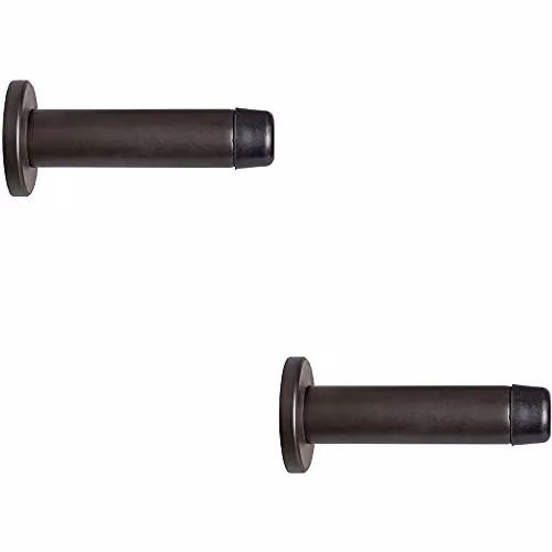 Loops 2 Pack Rubber Tipped Cylinder Doorstop with Rose, Wall Mounted, Matt Bronze