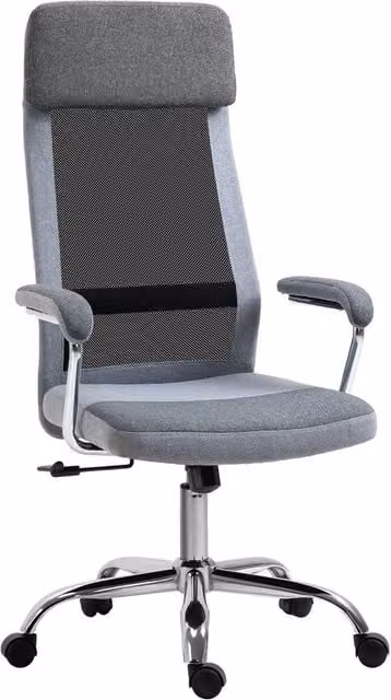 Rolipo Ergonomic High Back Grey Linen-Feel Office Chair with Adjustable Height and Armrests – 1
