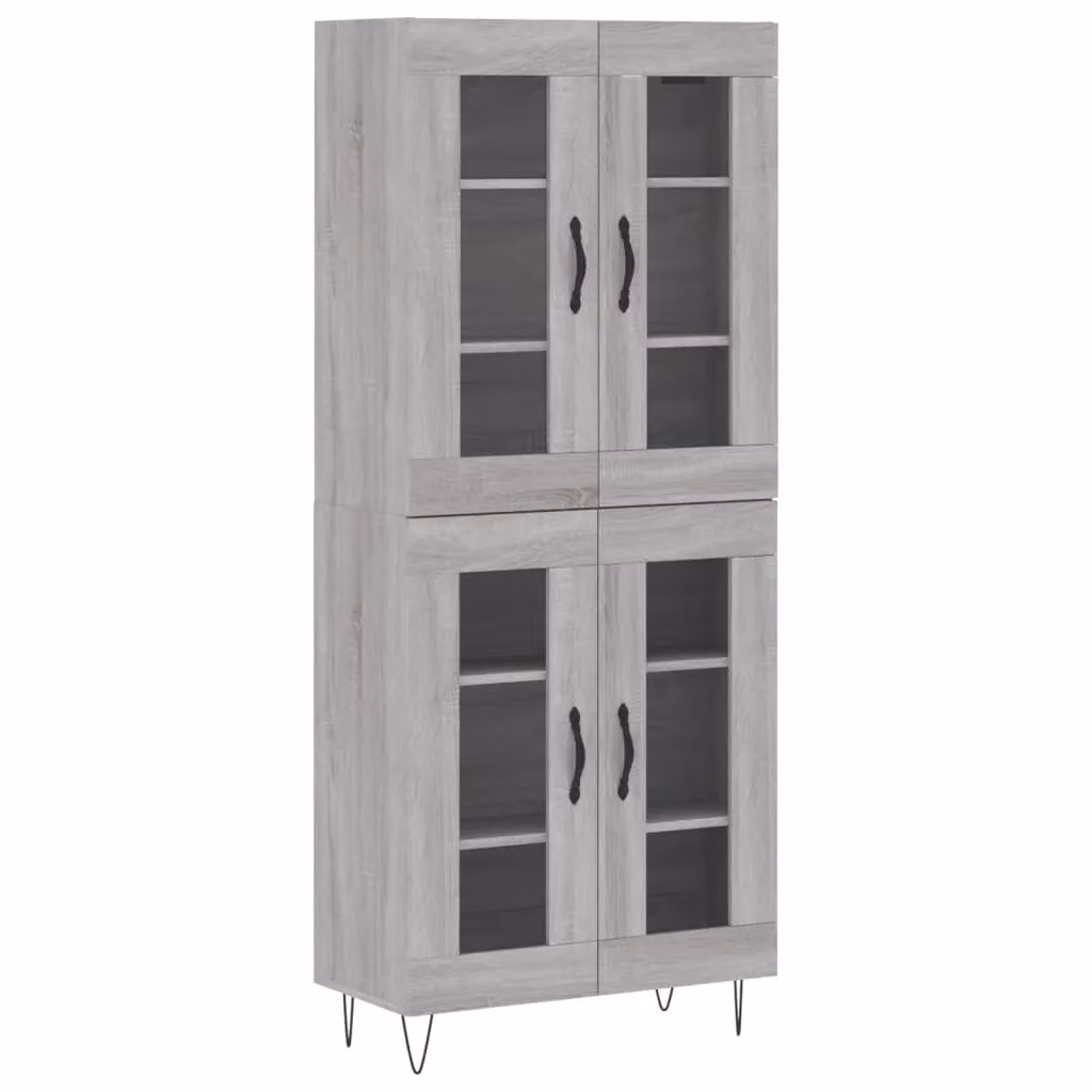 Berkfield Home Sonoma Grey Modern Highboard with Glass Doors, W/D/H: 69.5 x 34 x 180 cm – 2
