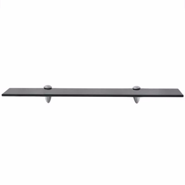 Berkfield Home Modern Floating Glass Shelves, 2 Pack, Black, W: 60 cm, D: 10 cm