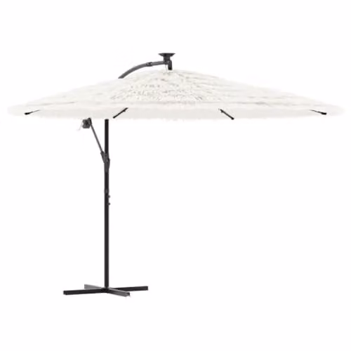 vidaXL Garden Parasol with Steel Pole and Polyester Canopy, White, W/D/H: 269 x 269 x 235 cm – 1