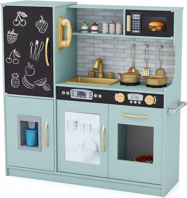 COSTWAY Toddler Kitchen Playset in Green