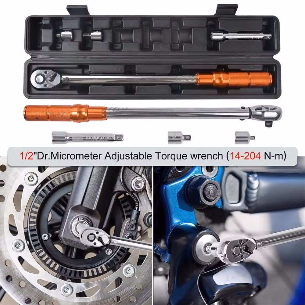 Nordara Adjustable Torque Wrench 1/2-1/4-3/8" 10-150ft.lb in Silver – 6